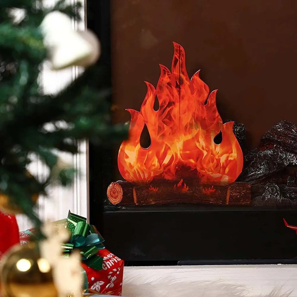 Festival Safe Christmas Party Decor Torch Paperboard Campfire Halloween Decoration Artificial Bonfire Cardboard Flame