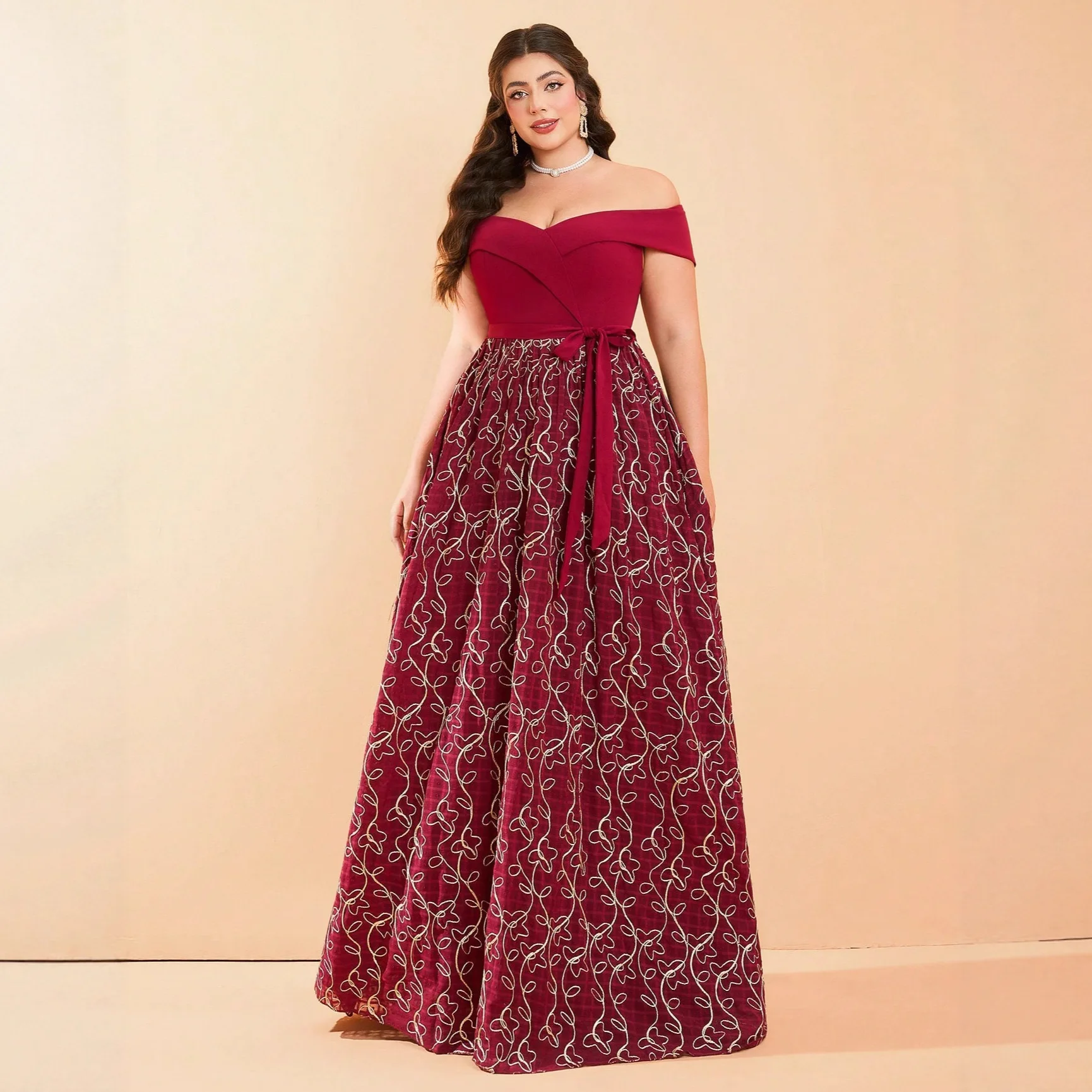 

Ele One-oulder plus Size Evening Gown Adult Birthday Wedding Dr Cross-Border Sle round Neline Silk Fabric Dr