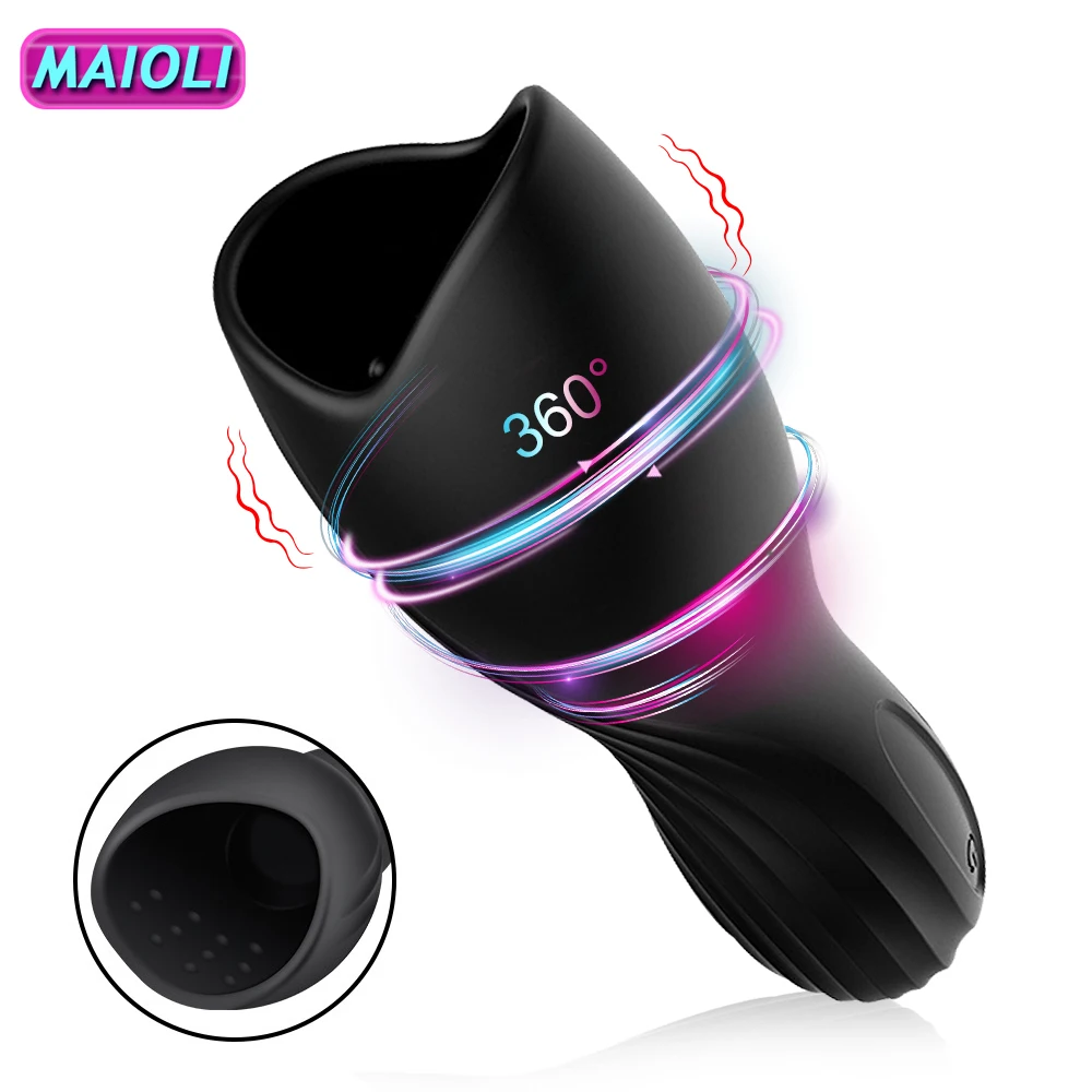 Male Masturbator Glans Vibrator Powerful Vibrating Electric Penis Stimulator Massager Delay Trainer Exerciser Sex Toys for Men