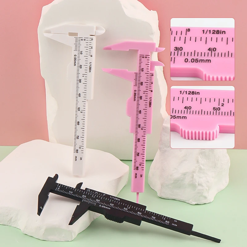 80/150mm Mini Plastic Vernier Calipers Double Scale Rulers Depth Diameter Measure Dial Gauge Ruler DIY Tool Ruler Inside Meter image 3