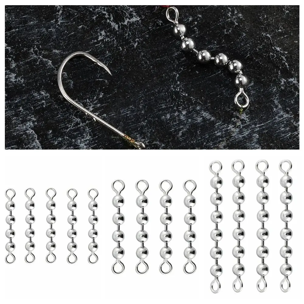 5pcs Bead Fishing Bead Chain Swivel Eight-figure Ring Not Easily Detached Fishing Rolling Bead Chain Connector High Speed