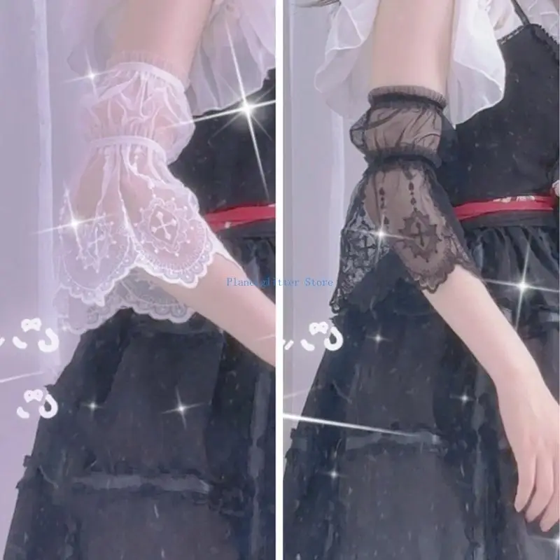 

652B Detachable Lace Arm Sleeves Casual Wear Clothing Sleeves Flared Cuffs for Women