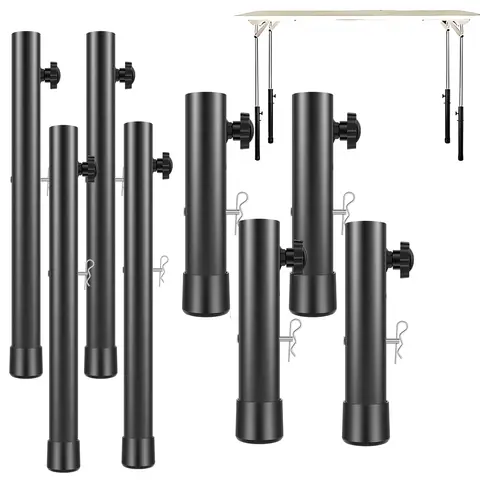 4Pcs Folding Table Leg Extenders 20/44cm Rise Levels Adjustable Table Height Extenders for Folding Tables Straight and Bent Legs