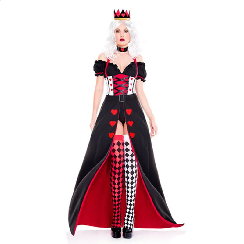 

Sexy Poker Heart Queen Costume Halloween Carnival Cosplay European Retro Palace Queen Fancy Dress