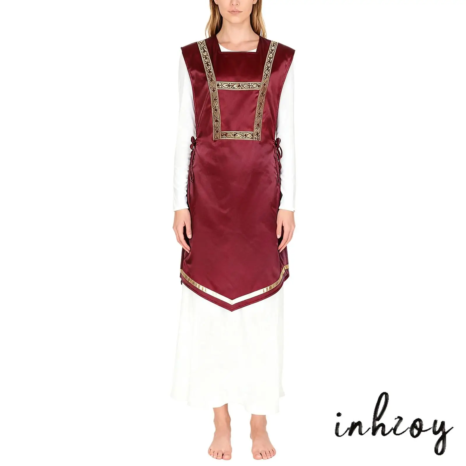 

Womens Praise Worship Dance Pullover Tops Sleeveless Side Lace-up Satiny Vest Robe Liturgical Lyrical Ballroom Dance Costume