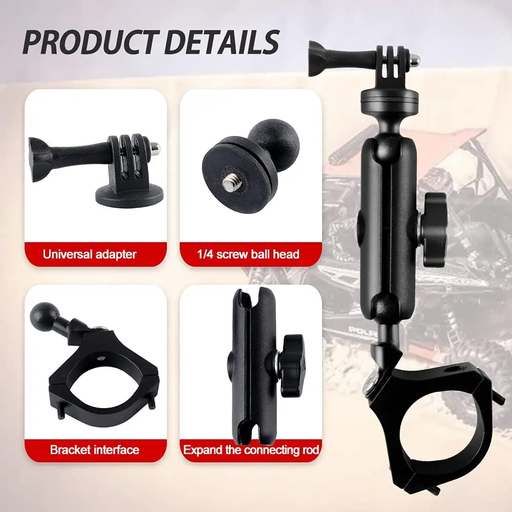 UTV ATV Camera Mount Holder Compatible with GoPro, 1.75\