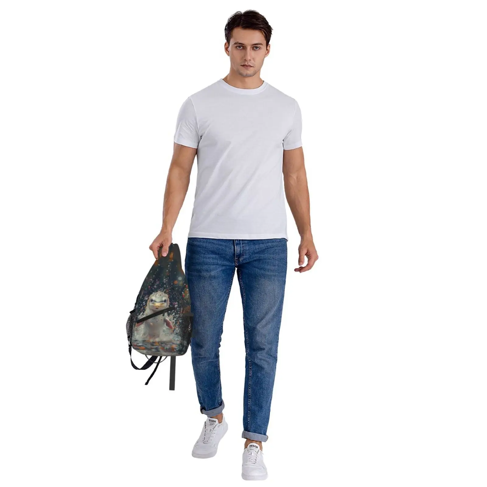 Herren-Umhängetasche mit Delfin-Druck, große Brusttasche, Reisen, Wandern, Sport, Laufen, personalisierte Geschenke für Geburtstagshandtaschen