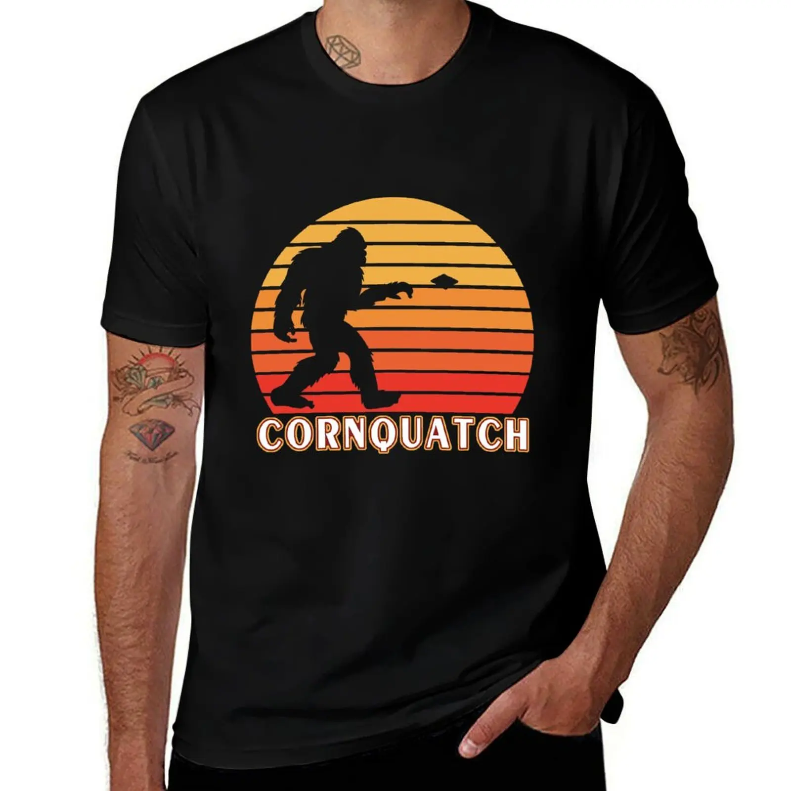 

CornQuatch Cornhole Sasquatch Hitting Holes with Bean Bags T-Shirt t shirt man casual t shirts for man graphic vintage T-shirt