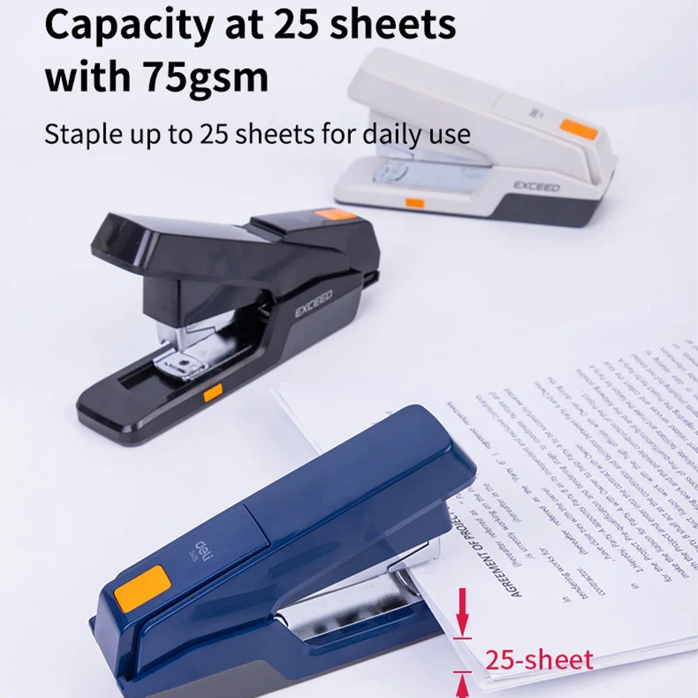 Deli Heavy Duty Stapler Effortless Stapler 25 Sheets Stationery Stapler Without Staples School Supplies Office Accessories