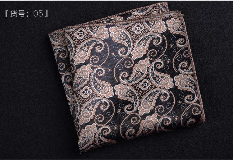 Classic Print Green Black Pockets Square Silk 22cm*22cm Handkerchiefs for Man Party Business Office Wedding Gift Accessories