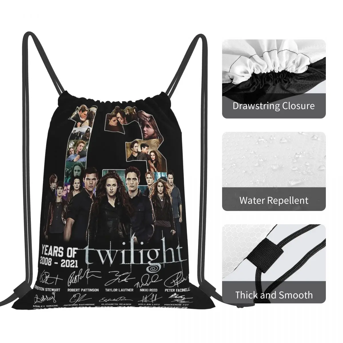 13 Years Of The Twilight Saga Signature Backpacks Casual Portable Drawstring Bags Drawstring Bundle Pocket Sports Bag Book Bags