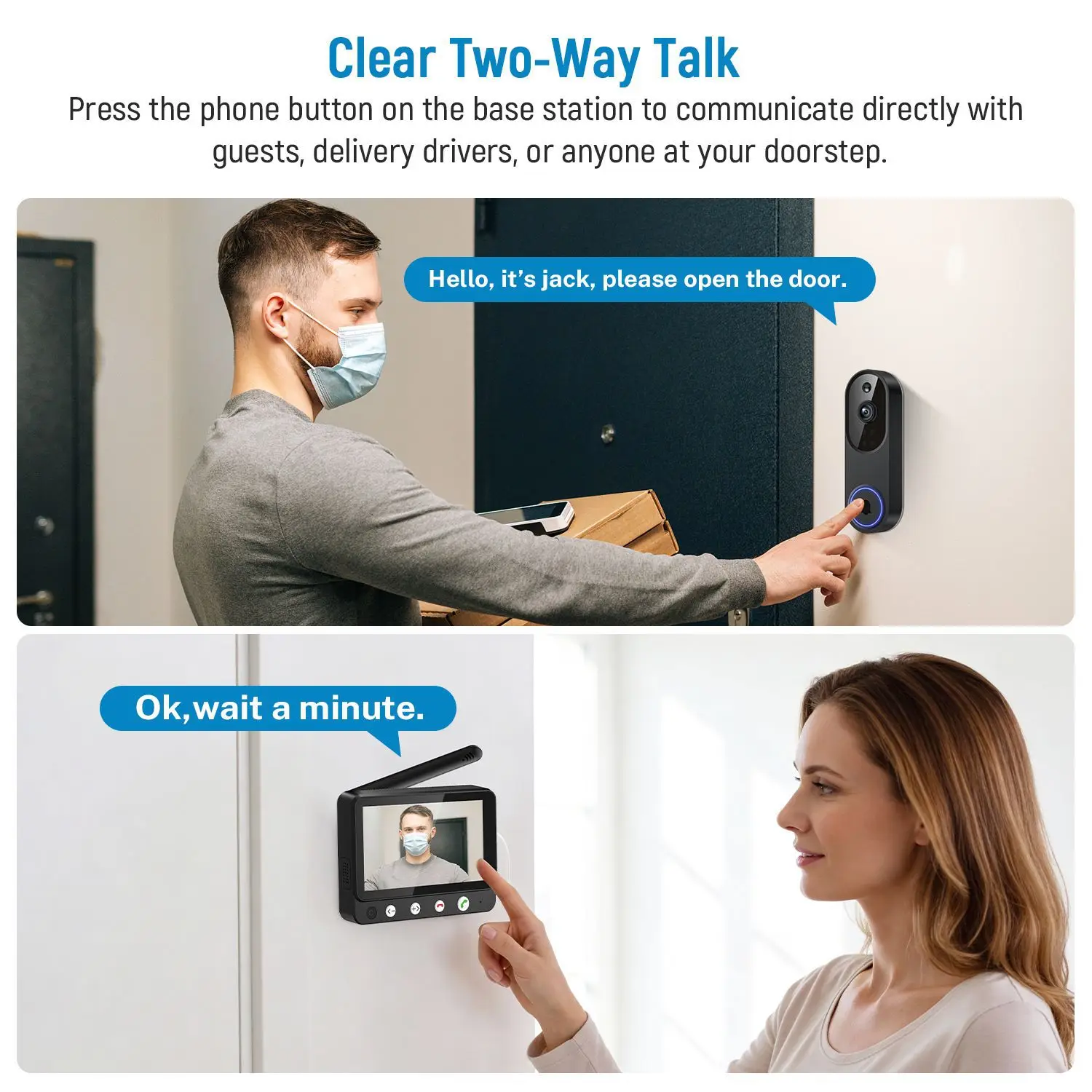 

Визуальная камера дверного звонка, беспроводной мониторинг, высокое разрешение, ночное видение, интеллектуальный электронный кошачий глаз