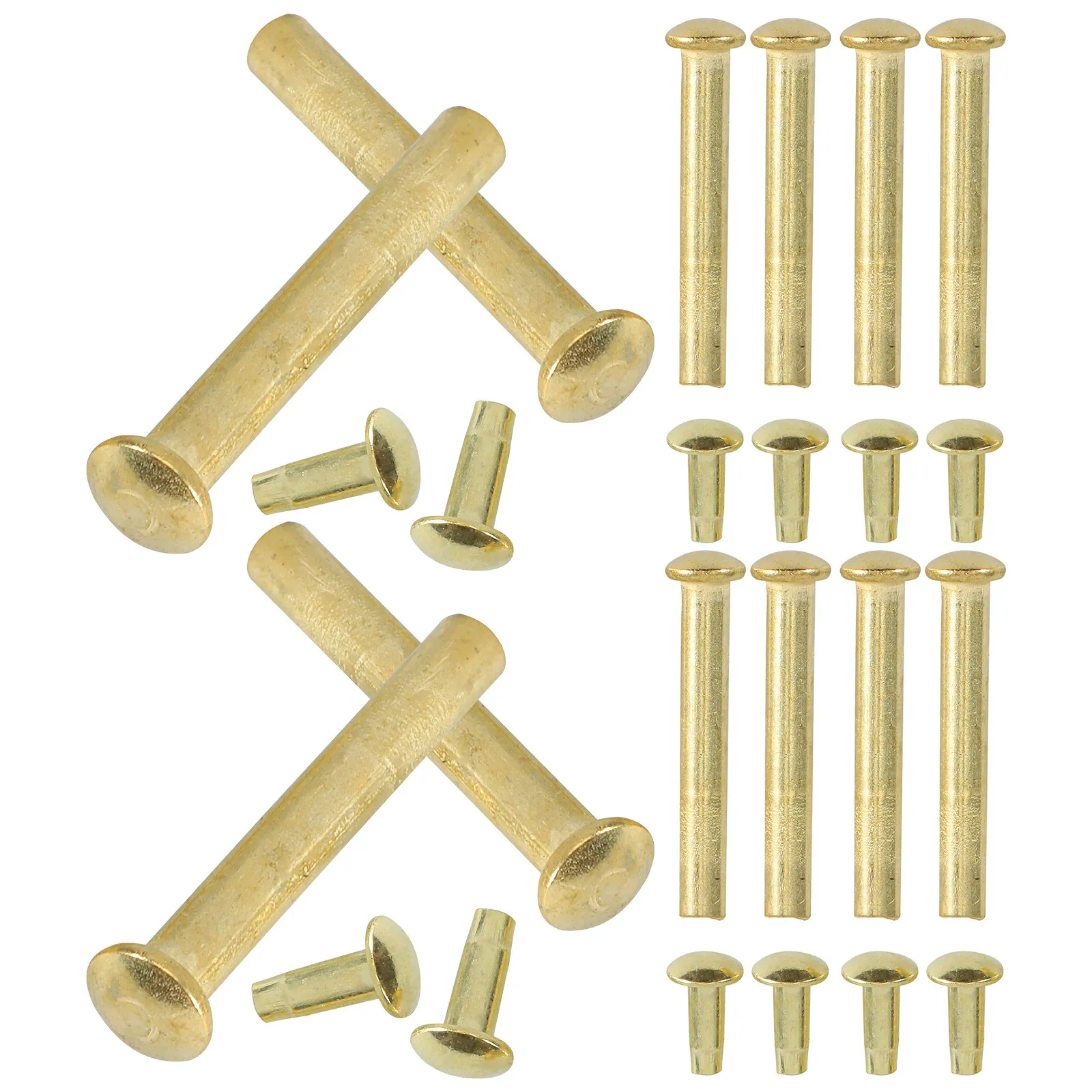 10Sets Folding Fan Axle Repair Kit Stainless Steel Rivets and Nuts 21Mm Length 3Mm Diameter Gold Plated Fan Shaft Replacement