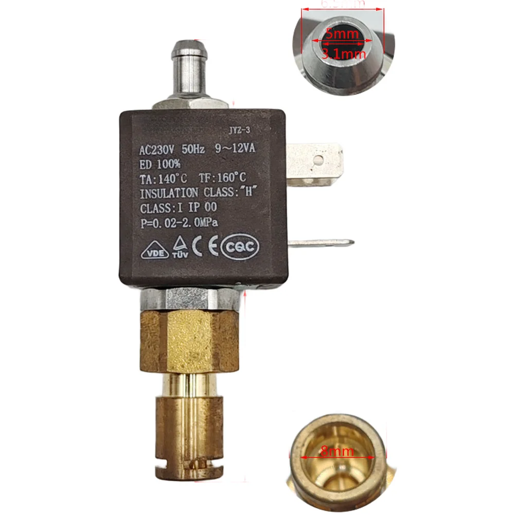 

230V 2.0MPa Heat Resistant Copper Solenoid Valve For Espresso Capsule Coffee Machine Steam Water Control Electromagnetic Part