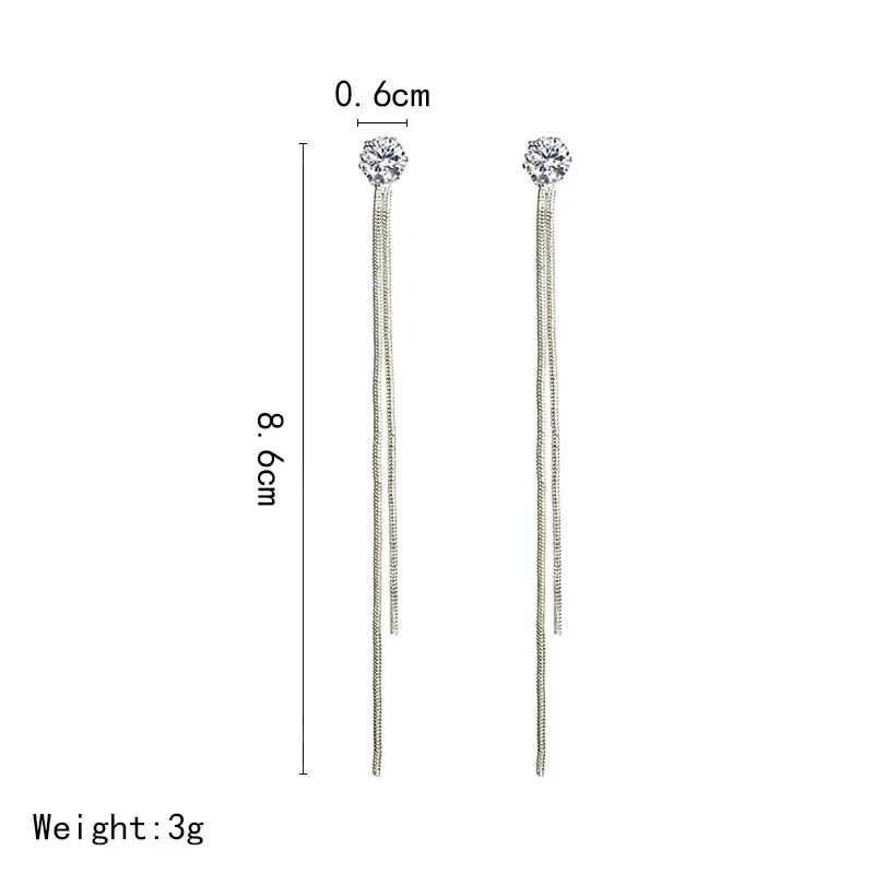 2021 Fashion Crystal Long Tassel Dangle Earrings for Women Elegant Temperament Drop Earing Trend Jewelry Gift
