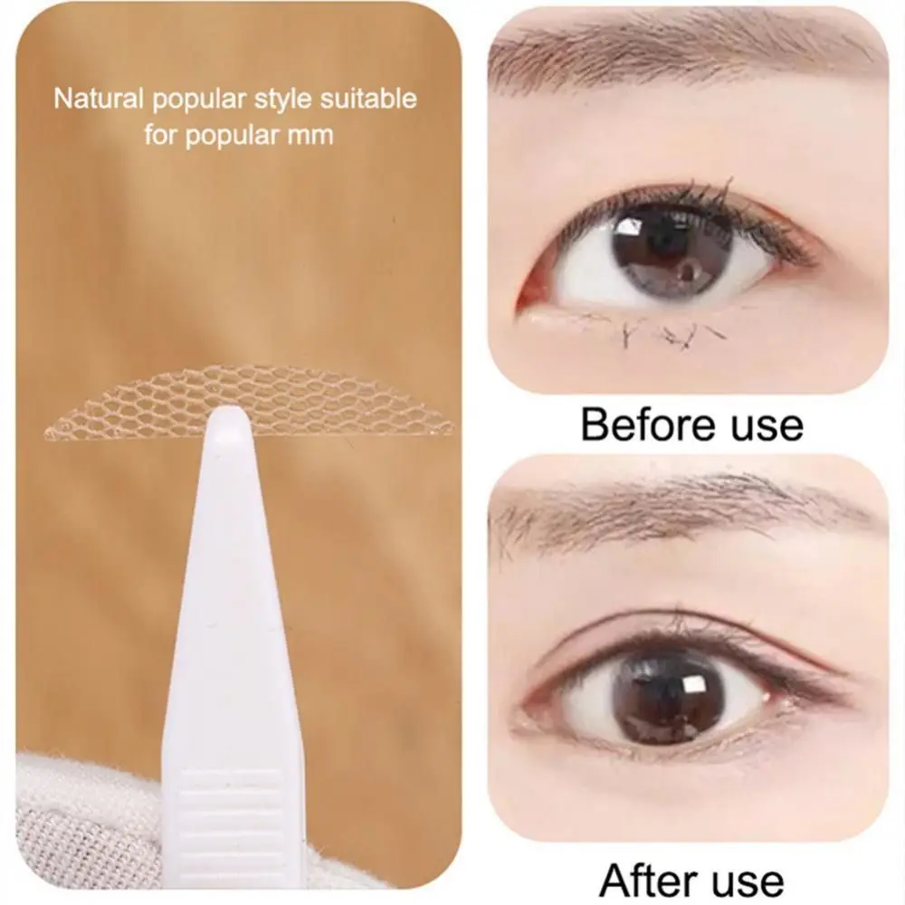 200 Pairs Water Spray Lace Mesh Eyelid Sticker Fold Eyelid Big Eyes Double Eyelid Tape 12-Shapes with Auxiliary Tool