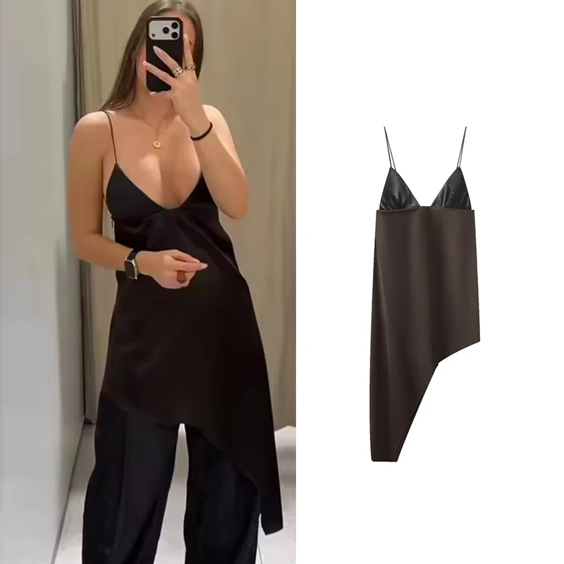 فستان بروتيل مرقع للنساء لصيف 2026 موضة جديدة نحيفة على شكل حرف v أنيقة لحفلات الرقص فساتين عطلة شبابية أنيقة للشارع #1