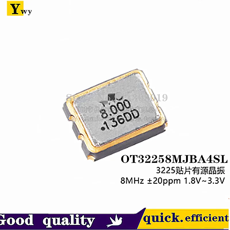 

5PCS/LOT 3225 chip active crystal oscillator 8MHz ±20ppm 1.8V~3.3V OT32258MJBA4SL