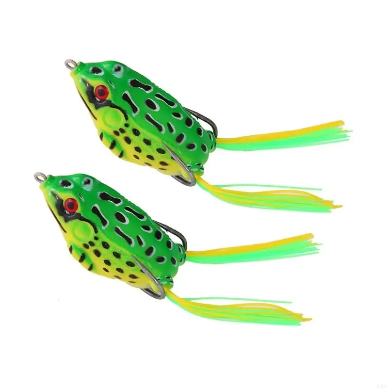  2Pcs Frogs Lures Soft Tube Baits Simulated Frogs Fishing Lures with Fishing Hook