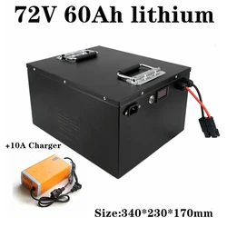 high capacity 72v 60Ah li-ion no 72v 100ah lithium for 5000w golf club bicycle battery bike tricycle motorhome +10A charger