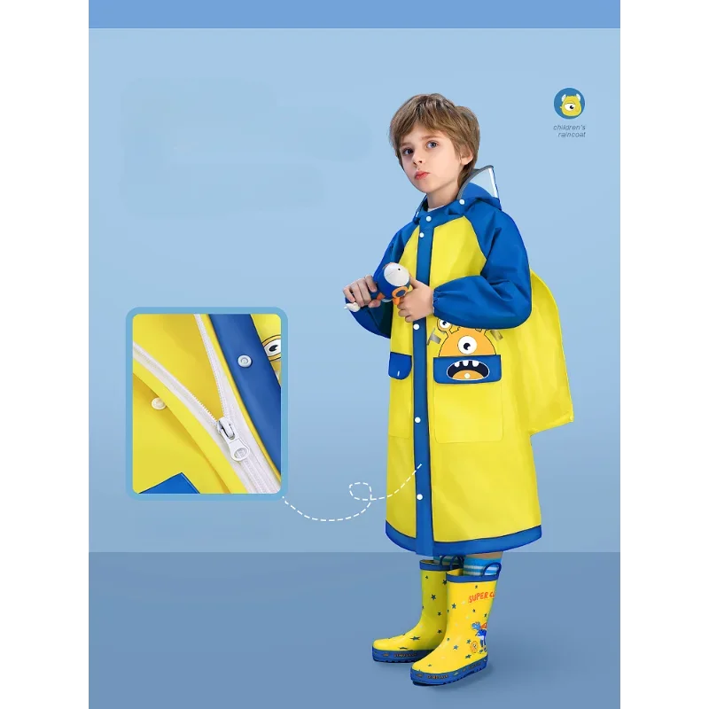 Waterproof Kids Raincoat Children Rain Coat Rainwear Windproof Rainsuit Cartoon Animal Style Student Poncho