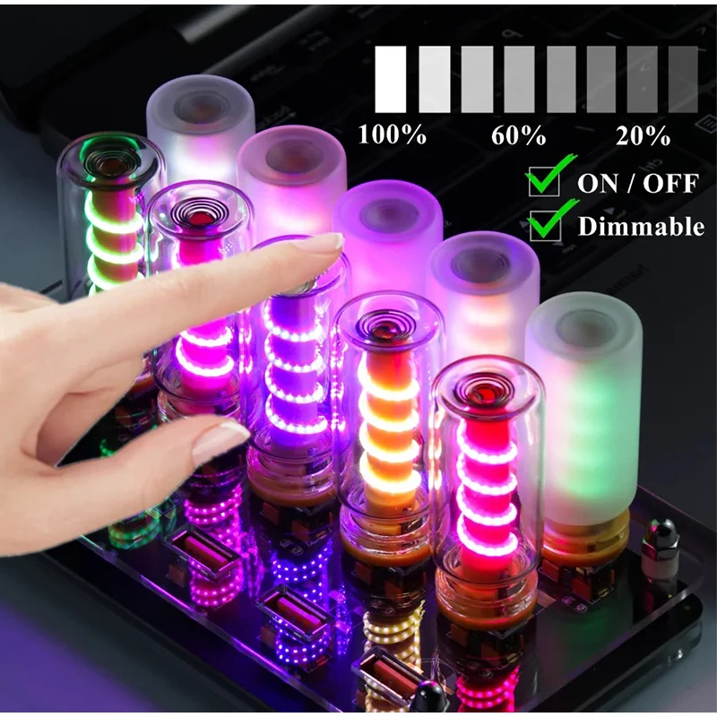 Spiral USB Ambient Light Touch Control Dimming LED Filament Frosted Clear Glass Night Light Home Room Car Desktop PC Decor Light
