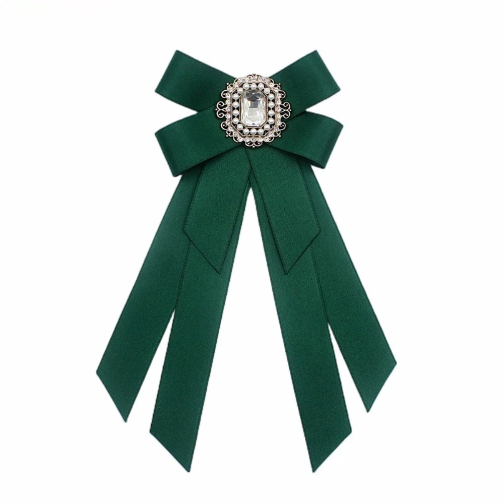 New Solid Color Bow Tie Bow Crystal Rhinestone Bowtie Collar Flower Pre-Tied Elegant Collar Decoration Clothing Accessories