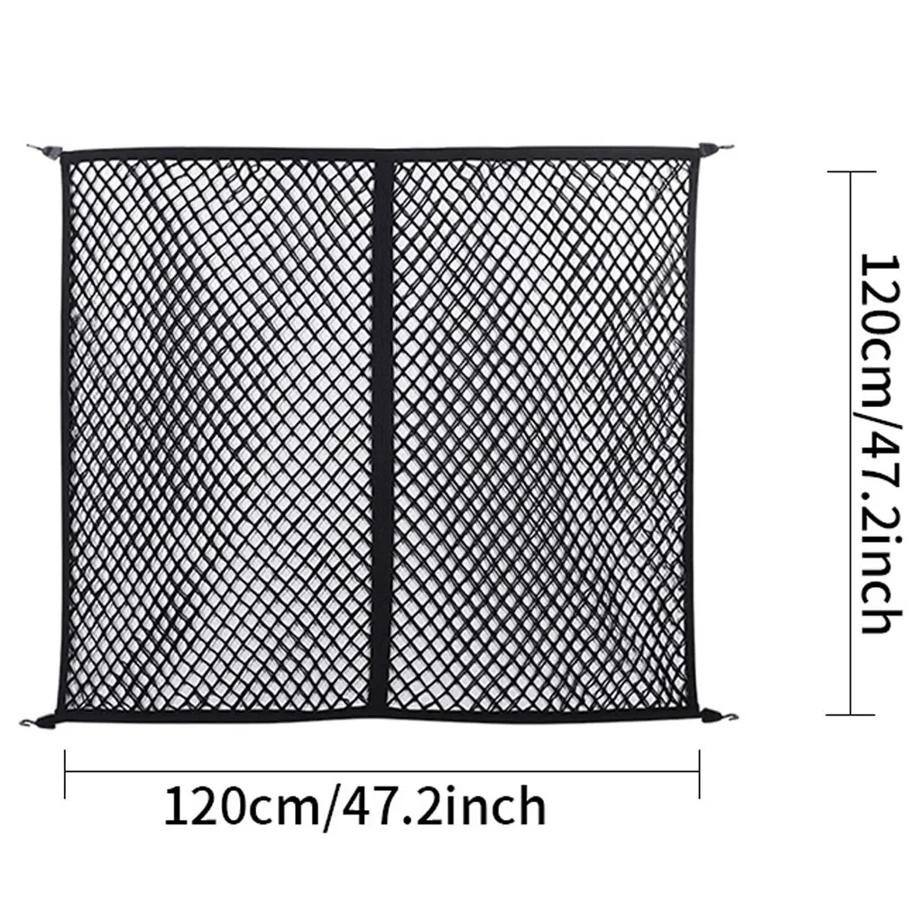 Universal 120cm x120cm Large Car Cargo Net Nylon Elastic Mesh Luggage Cargo Storage Pickup Tidy Net for Van SUV Truck Mesh Net