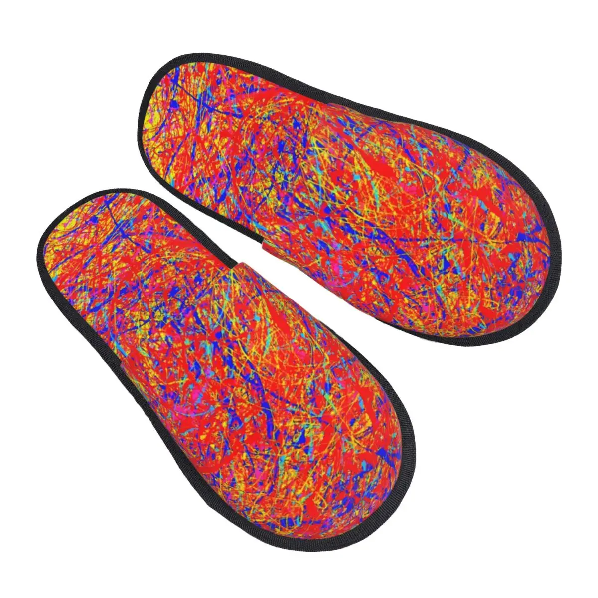 Custom Abstract Jackson Pollock Style Color Soft Memory Foam House Slippers  American Artist Comfy Warm Anti-skid Sole Slipper