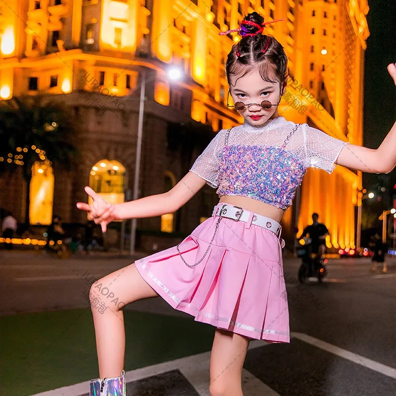 Girls Jazz Urban Dance Girl Clothes Clothes K-pop Cool Clothes for Children Hip-hop Dance Suit Children\'s Runway Clothes