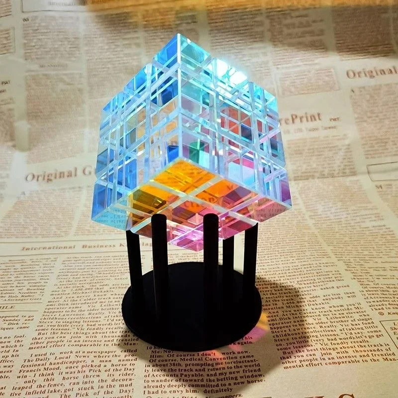 Magic Cube Crystal Sculpture Table Decoration Diamond Imitation Glass Magic Colorful Cube Table Decoration gift