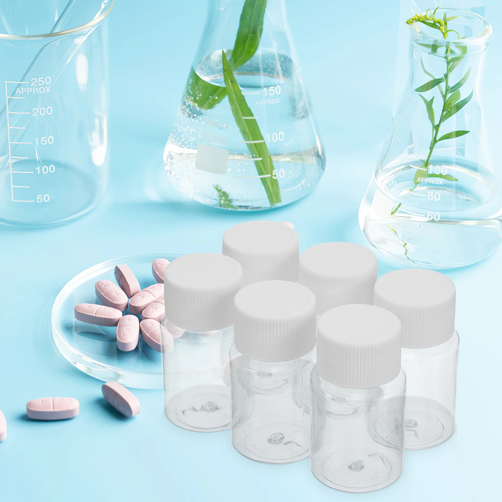 

6pcs Plastic Medicine Bottle Clear Empty Containers for Liquid Sample Storage Travel Organizer Portable Pill Box