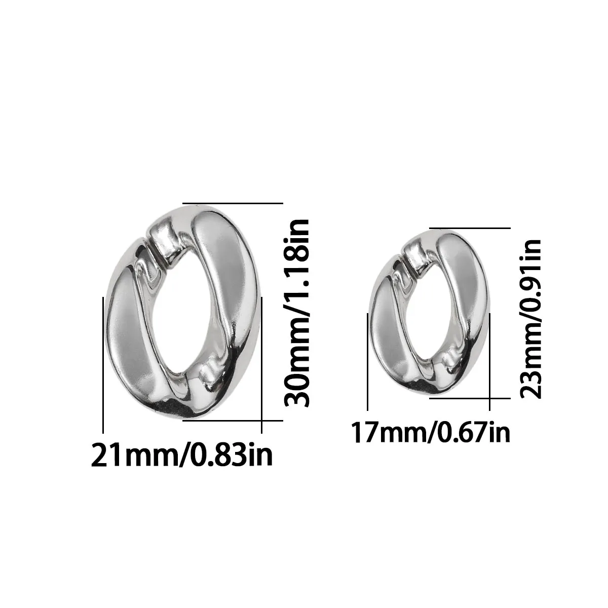10/20pcs/lot Acrylic Link Chain Clasp Sliver Twisted Open Buckle Beads Connectors For DIY Jewelry Making Necklace Keychains