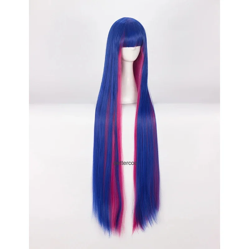 Panty & Stocking With Garterbelt Stocking Anarchy Cosplay Wig 100cm Long Mixed Blue Pink Heat Resistant Synthetic Wig   Wig Cap