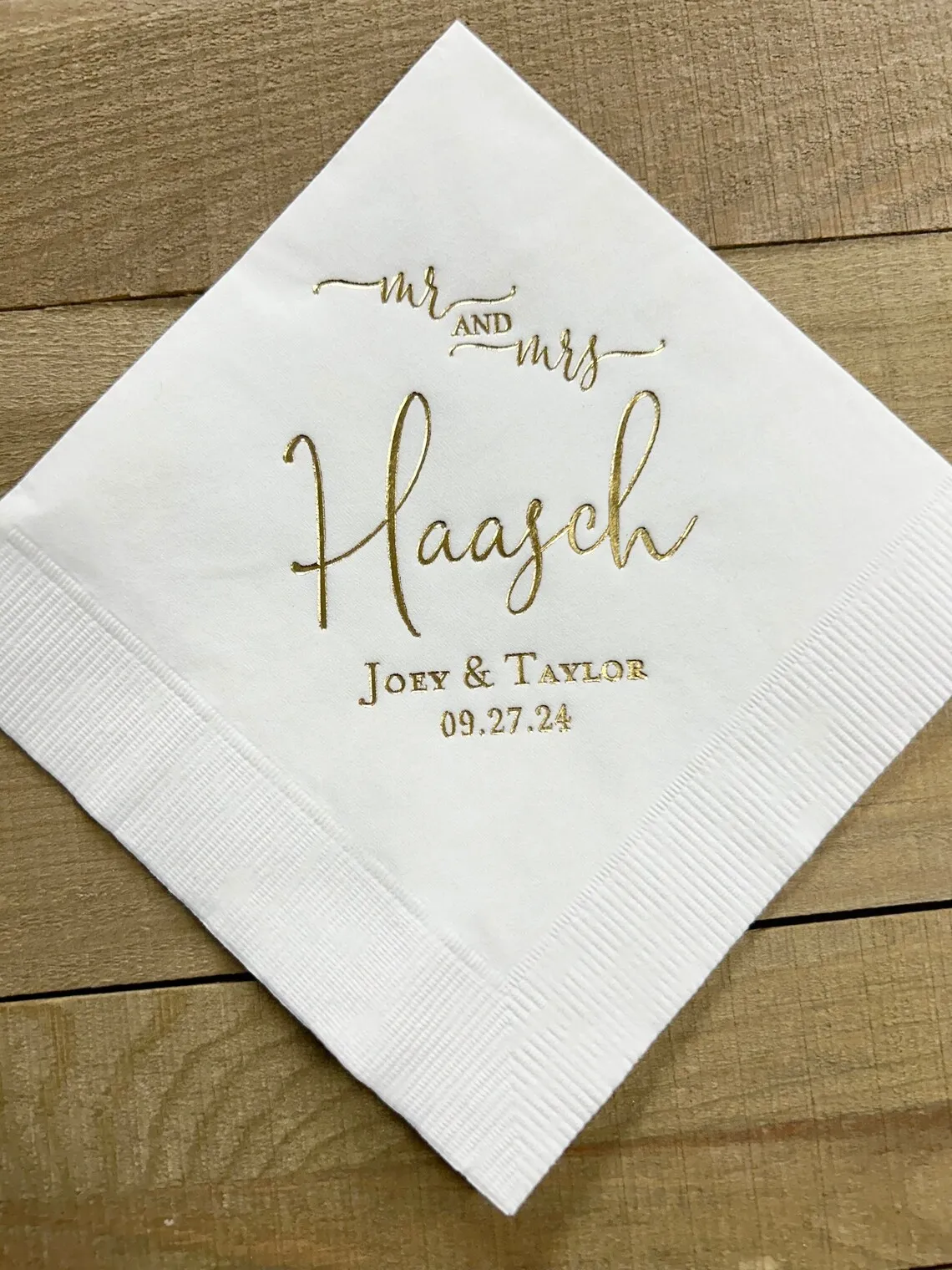 50 PCS Personalized Mr & Mrs Mr and Mrs Wedding Napkins Custom Monogram Beverage Cocktail Cake Dessert Appetizers Luncheon Dinne