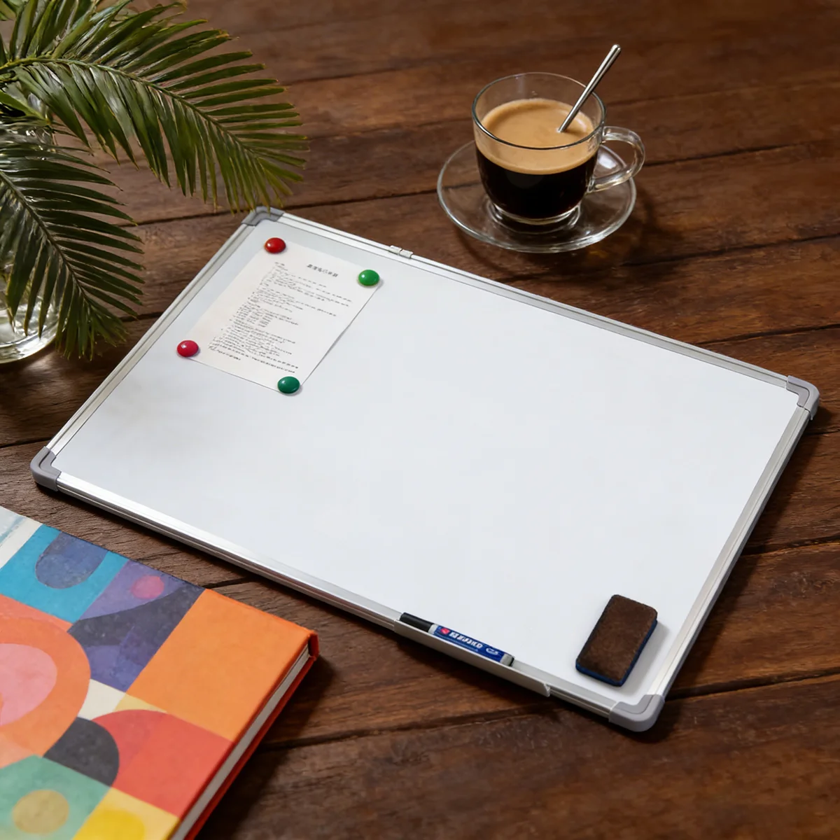 Double-Sided Magnetic Whiteboard, Wall Mounted Dry Erase Board with Marker Tray for Office & Home