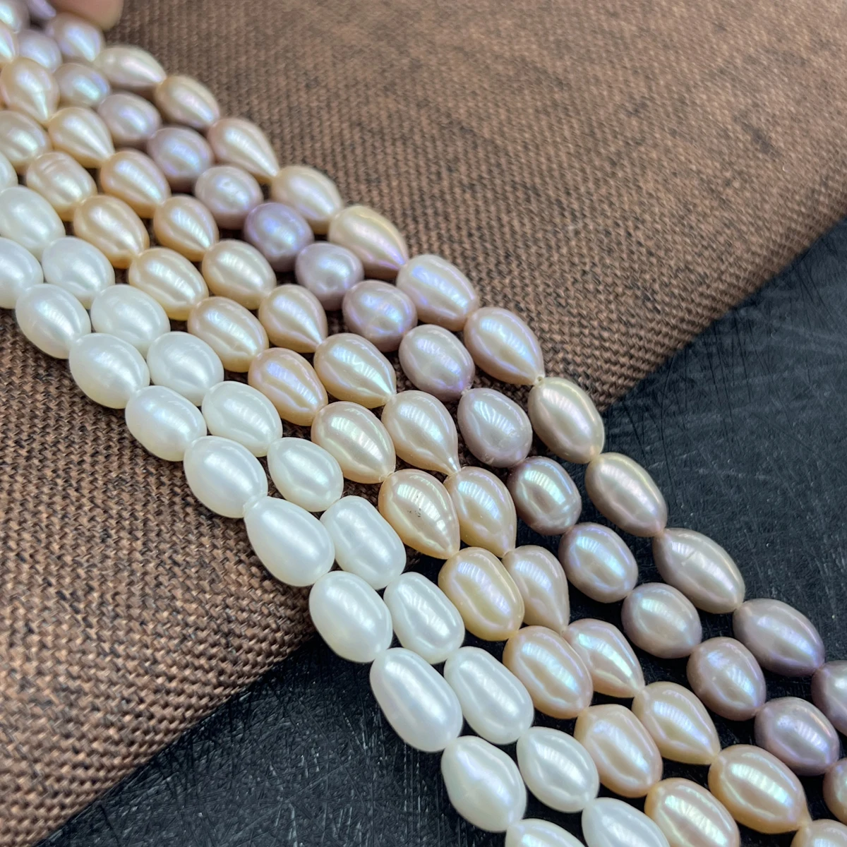

AAA 7–8mm Rice-shaped Through-hole Beads Farming Natural Freshwater Pearls Beads for Jewelry Making DIY Necklaces Accessories
