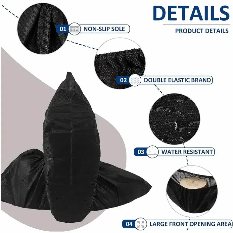 300/200/100PCS Disposable Boot Shoe Covers Foot Booties Shoe Coverings Non Slip Shoe & Boot Covers for Indoor Home Workplace