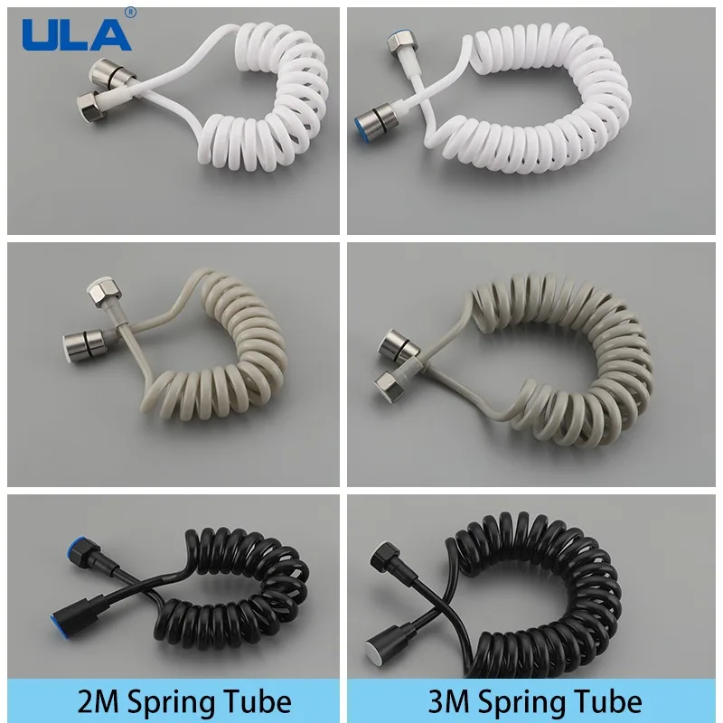 1.5/2/3/5 Meter Spring Type Telescopic Hose Shower Head Toilet Seat Toilet Water Pipe Gray Black and White Style