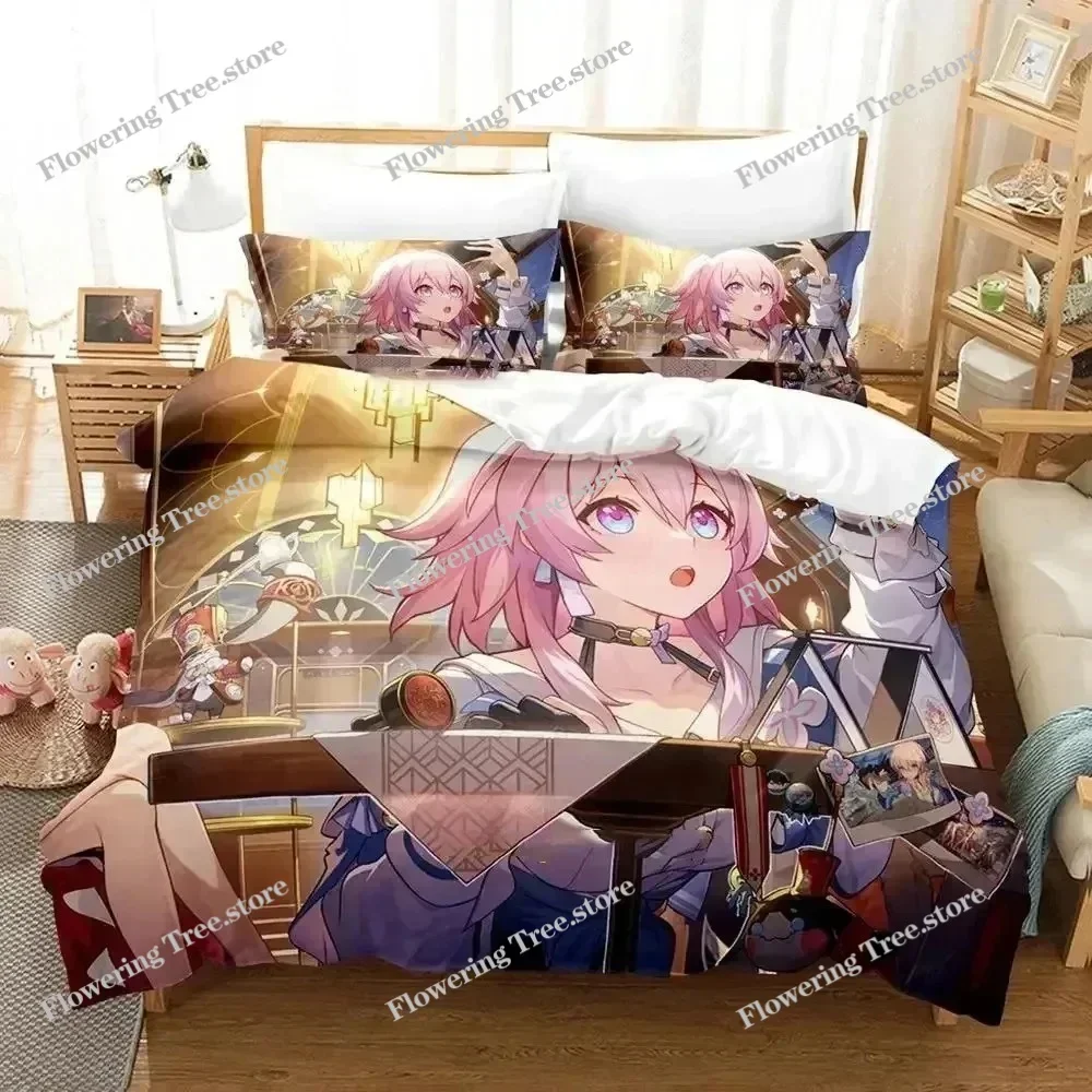 

Anime Honkai Star Rail Bedding Set Duvet Cover Bed Set Quilt Cover Pillowcase Comforter king Queen Size Boys Adult Bedding Set
