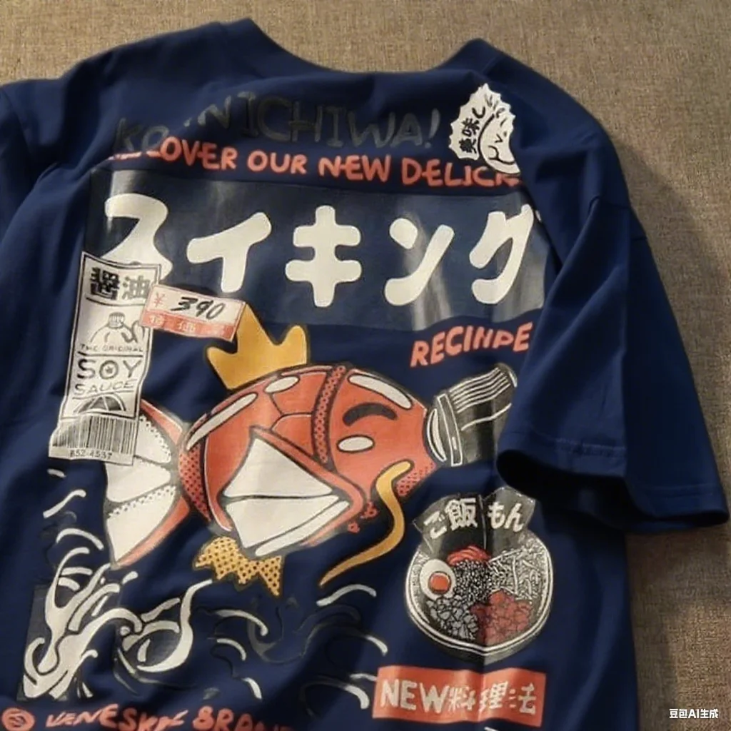 2025年最新ファッション フルセット 鯉王ファッション 半袖プリント 男女兼用 新作