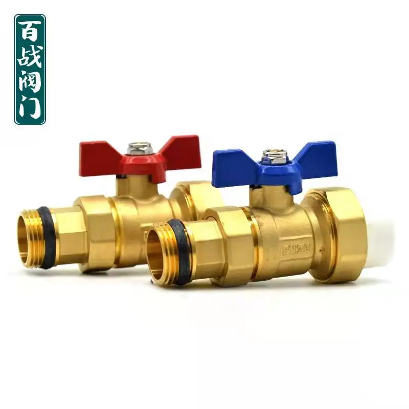 

PPR water pipe accessories external teeth double live ball valve water divider valve cut-off valve1/2 3/4 1 inch live copper bal