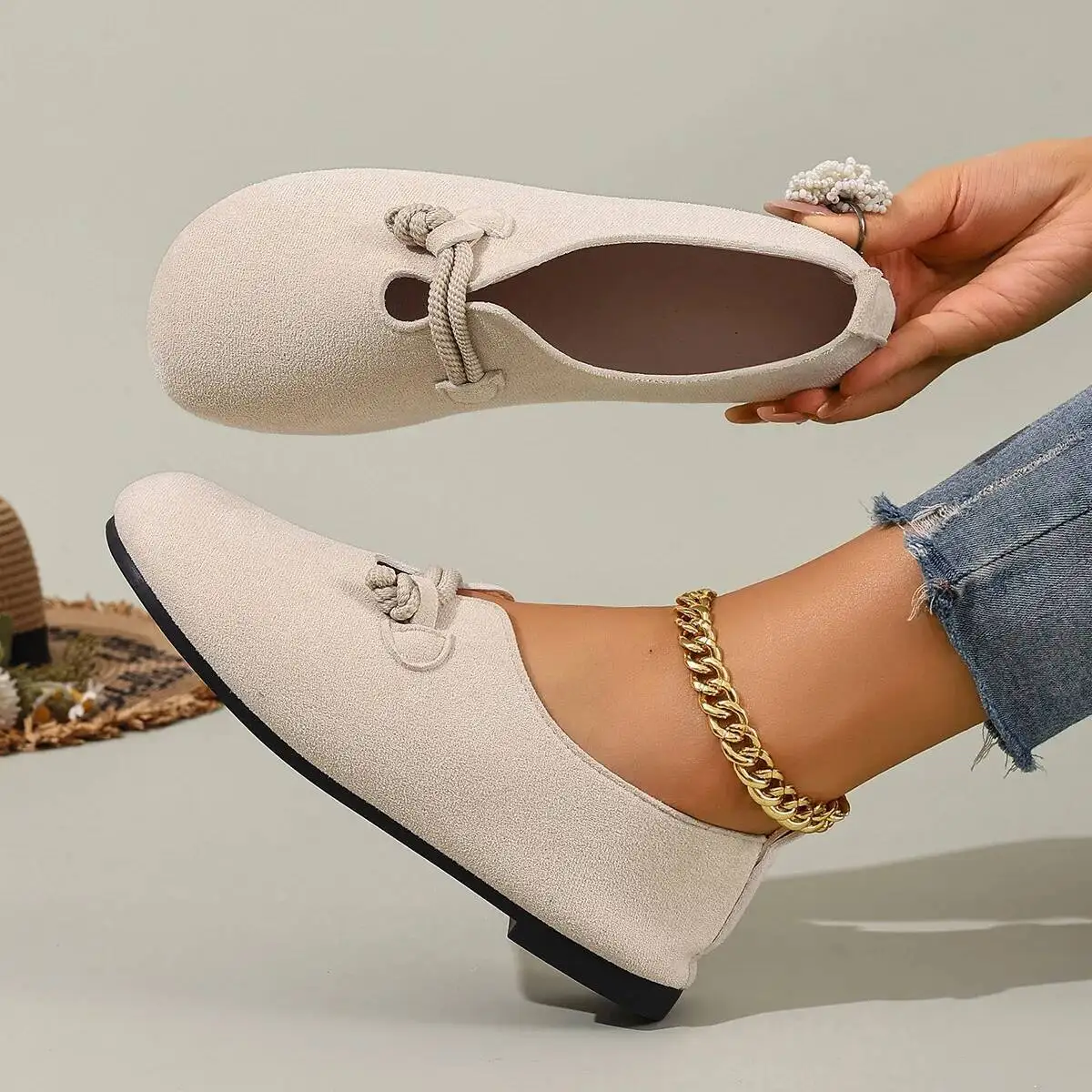 

Burkens Shoes Women's Slip On Shoes 2025 New Flat Heels Round Toe Shoes