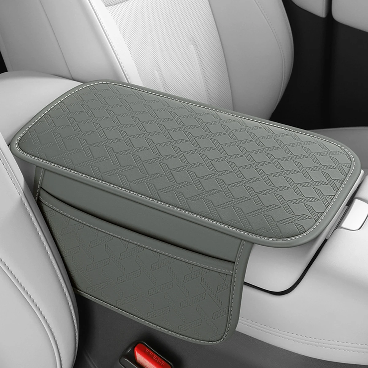 Verlängerte PU-Leder Auto-Mittelarmlehnenauflage mit Doppel-Aufbewahrungstaschen, verschleißfest und rutschfest, Auto-Innenzubehör – Detail 8