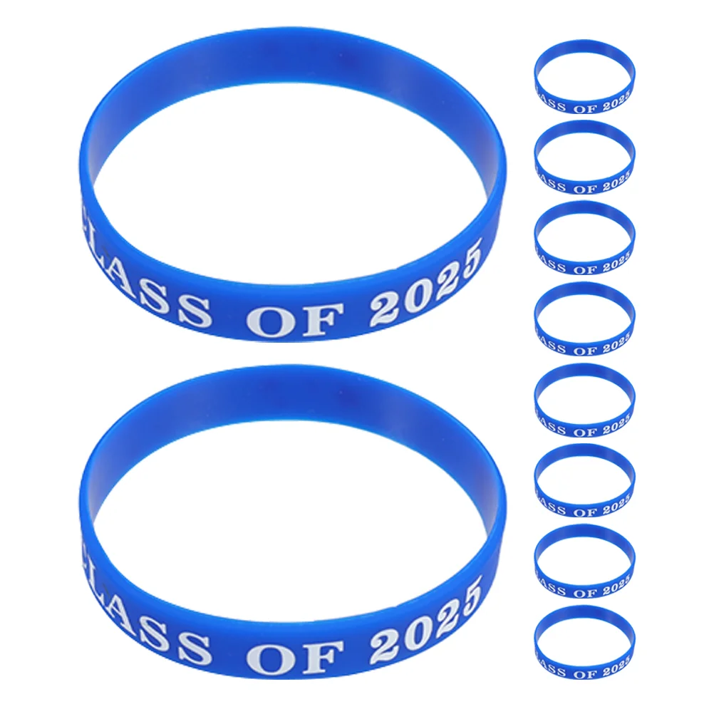 

10 Pcs Class of 2025 Wristbands Graduation Party Stickers Blue Bracelets Bulk Girl for Boys Student