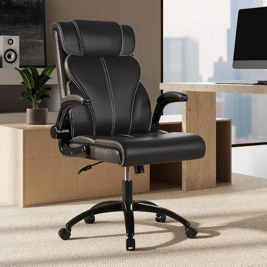 Office Chair Ergonomic Desk Chair, 330LBS Capacity, High Back Computer Chair with Lumbar Support, Flip-up Armrests Swivel Task