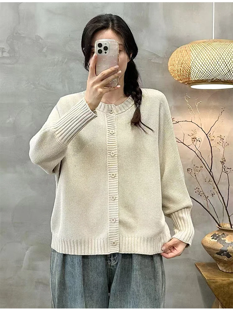 Amax LuluE-suéteres lisos de moda coreana para mujer, cárdigans holgados y cálidos de ocio clásicos, prendas de punto de algodón navideñas elegantes para mujer