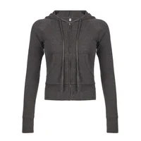 Casual Streetwear Basic Hooded Pockets Sweatshirt Tracksuit Solid Long Sleeve Hoodies Women 2024 Autumn Spring Fashion - Image 6