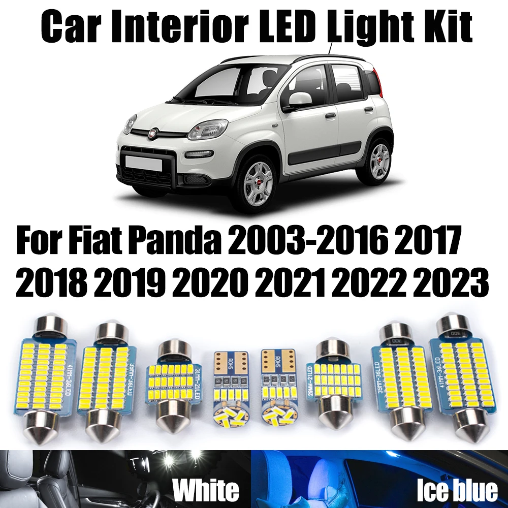 

Vehicle LED Interior Reading Map Dome Trunk Light Kit Canbus For Fiat Panda 2003- 2017 2018 2019 2020 2021 2022 2023 Car Bulbs