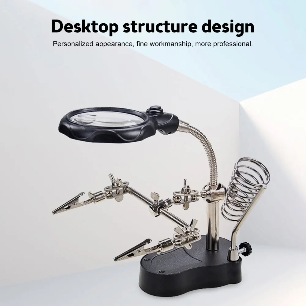 Hand Clip Clamp LED Magnifying Glass Soldering Iron Stand Magnifier Welding Rework Repair Holder Tools DIY Auxiliary Clamp